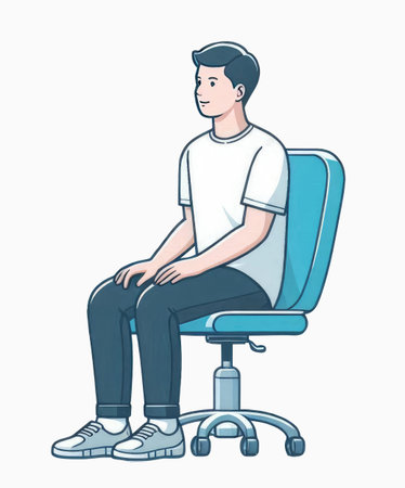 patient sitting on the chairの素材