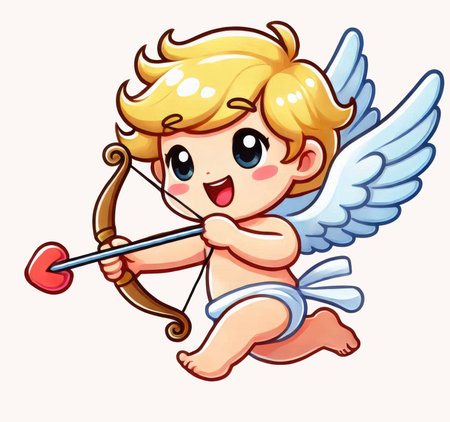 Cute Adorable Cupid cartoon character. Amur babies, little angels or god eros. Valentines day god of love.の素材