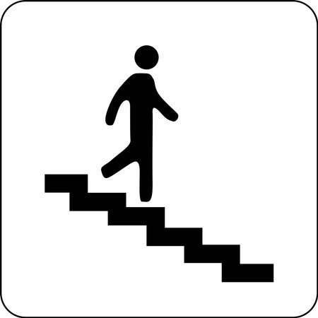 Descending Figure on Staircase Iconのイラスト素材
