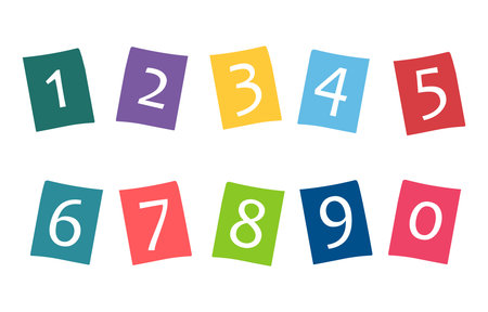 simple square number icon for 0 to 9のイラスト素材