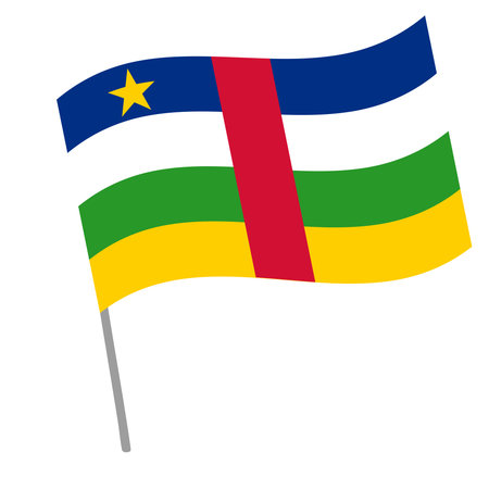 Central African Republic national flag flutters with flagpoleのイラスト素材