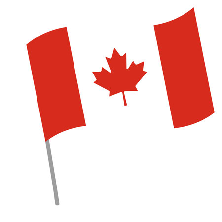Canada national flag flutters with flagpoleのイラスト素材