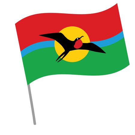 Barbuda national flag flutters with flagpoleのイラスト素材