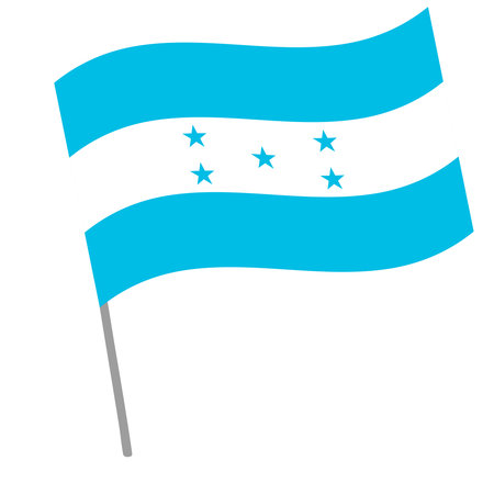 Honduras national flag flutters with flagpoleのイラスト素材