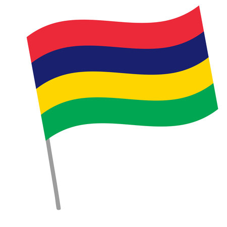 Mauritius national flag flutters with flagpoleのイラスト素材