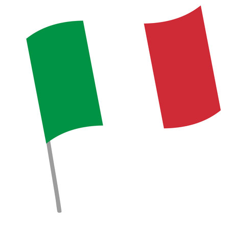 Italy national flag flutters with flagpoleのイラスト素材