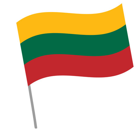 Lithuania national flag flutters with flagpoleのイラスト素材