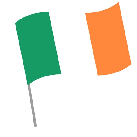 Ireland national flag flutters with flagpoleのイラスト素材