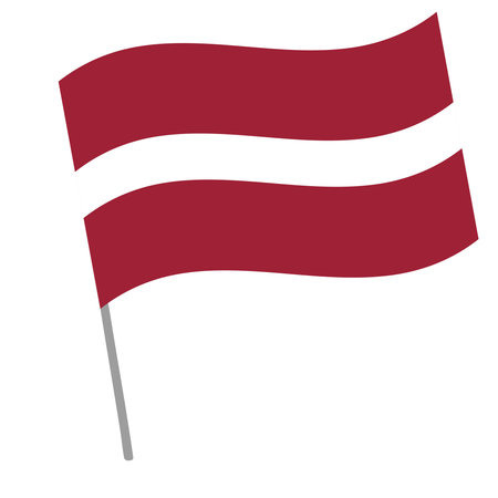Latvia national flag flutters with flagpoleのイラスト素材