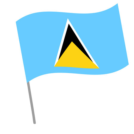 Saint lucia national flag flutters with flagpoleのイラスト素材