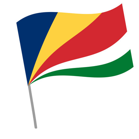 Seychelles national flag flutters with flagpoleのイラスト素材