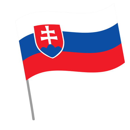 Slovakia national flag flutters with flagpoleのイラスト素材