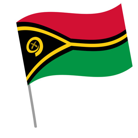 Vanuatu national flag flutters with flagpoleのイラスト素材