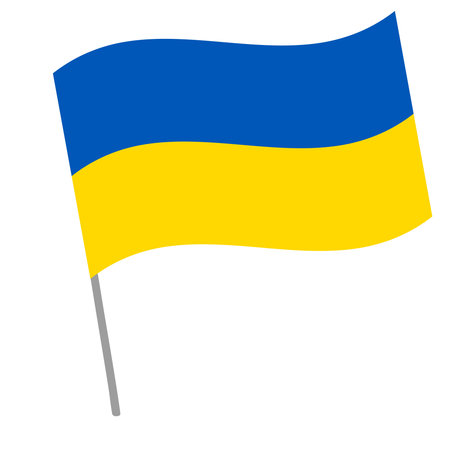 Ukraine national flag flutters with flagpoleのイラスト素材