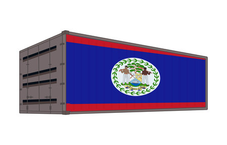Belize national flag with shipping containerのイラスト素材