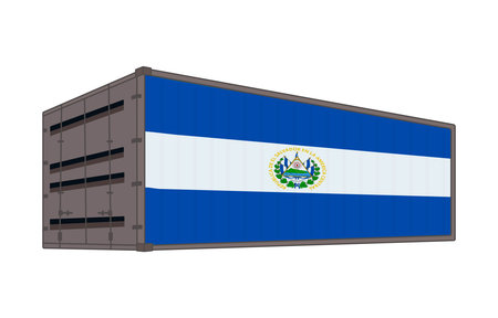 El Salvador national flag with shipping containerのイラスト素材