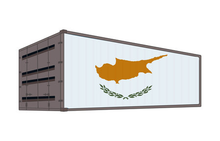 Cyprus national flag with shipping containerのイラスト素材