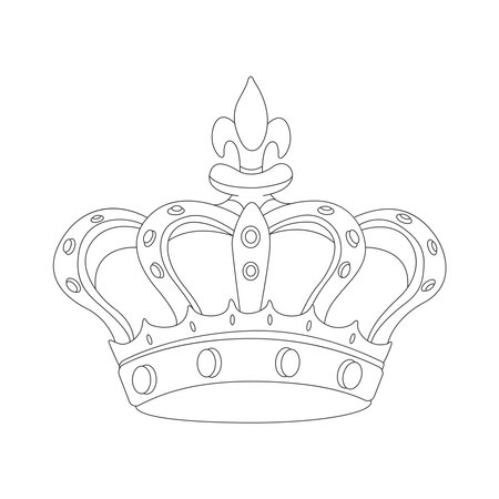 Elegant crown line art, royal symbol of power, luxury, monarchy, and authority, outlined in simple style.のイラスト素材