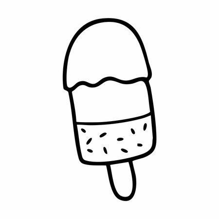 Cute cartoon ice cream stick line art outline drawing for coloring bookのイラスト素材