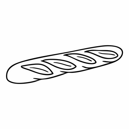 Cute cartoon french bread line art outline drawing for coloring bookのイラスト素材