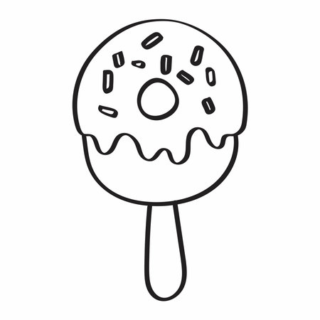 Cute cartoon ice cream line art outline drawing for coloring bookのイラスト素材