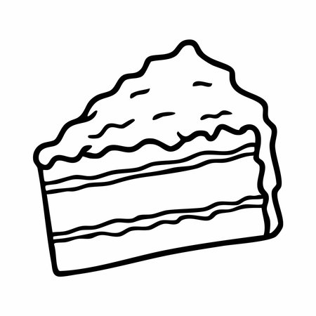 Cute cartoon cake line art outline drawing for coloring bookのイラスト素材