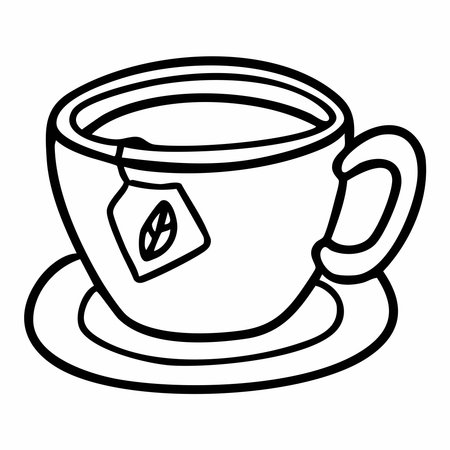 Cute cartoon coffee line art outline drawing for coloring bookのイラスト素材