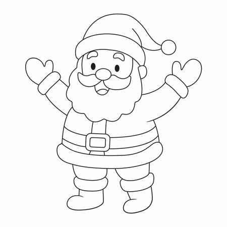 Cute cartoon Santa Claus line art outline drawing for coloring bookのイラスト素材