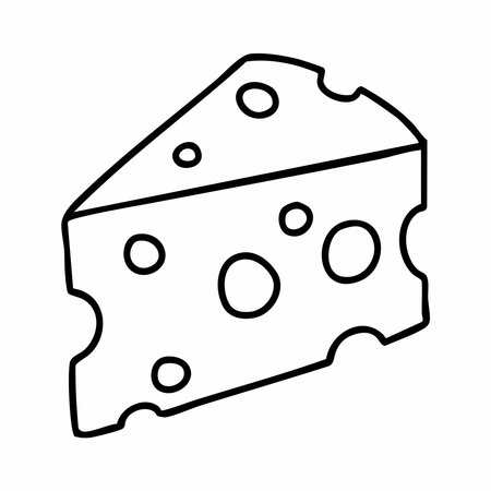 Cute cartoon cheese line art outline drawing for coloring bookのイラスト素材