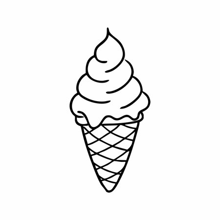 Cute cartoon ice cream line art outline drawing for coloring bookのイラスト素材