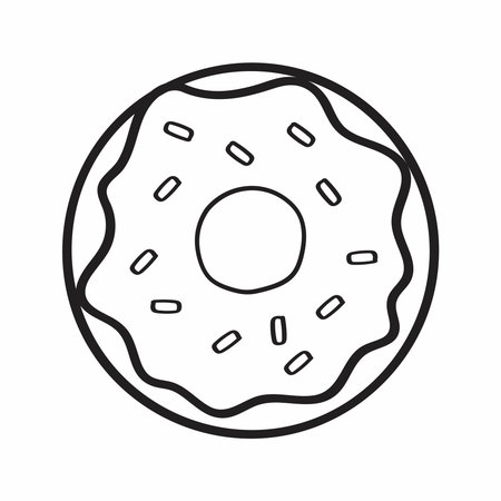 Cute cartoon donut line art outline drawing for coloring bookのイラスト素材