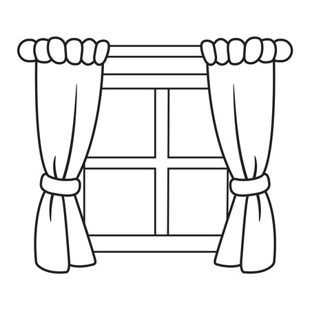 window home furnishing outline frameのイラスト素材
