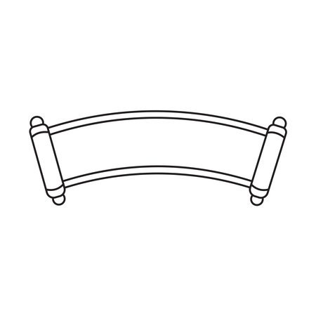 Minimalist line art illustration of a blank traditional Chinese scroll banner.のイラスト素材