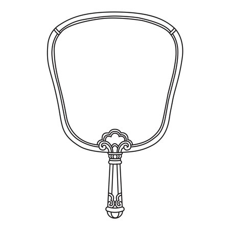 black out line art of chinese traditional fan frame templateのイラスト素材