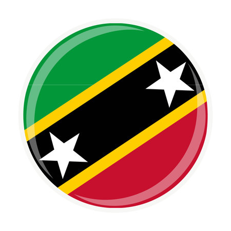 Saint Kitts and Nevis national round circle flag emblem official iconのイラスト素材