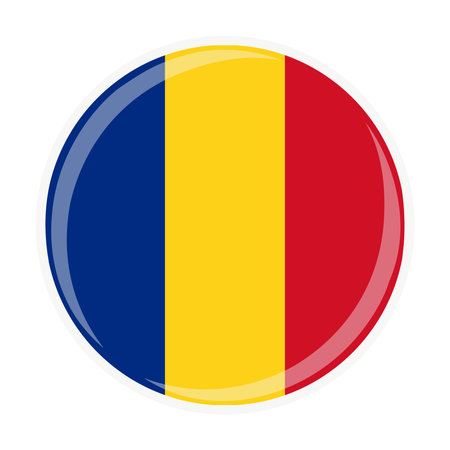 Romania national round circle flag emblem official iconのイラスト素材