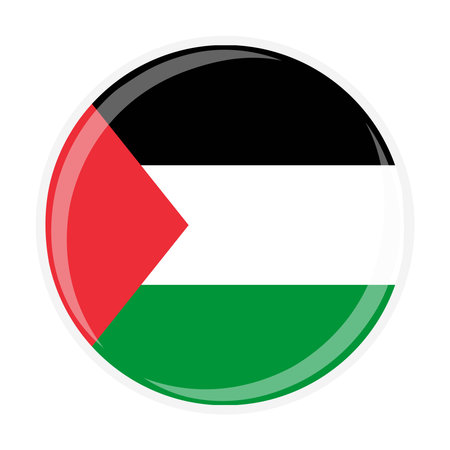 Palestine national round circle flag emblem official iconのイラスト素材
