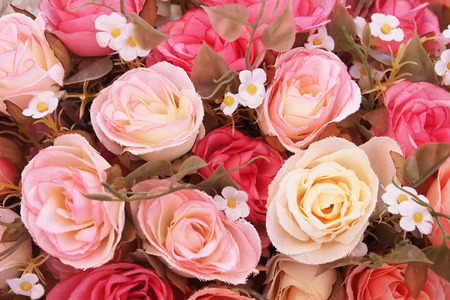 Artificial Pink Rose Bouquetの写真素材