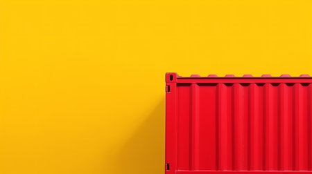red freight cargo containers on the yellow background with copy space - Generative AIの素材