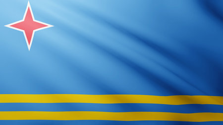 Waving flag of Aruba. National flag of Aruba backgroundの写真素材