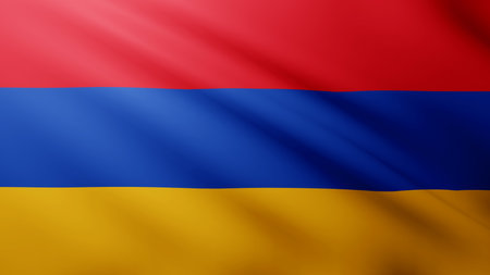 Waving flag of Armenia. National flag of Armenia backgroundの写真素材