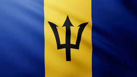 Waving flag of Barbados. National flag of Barbados backgroundの写真素材