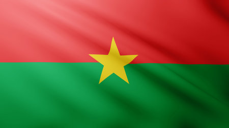 Waving flag of Burkina Faso. National flag of Burkina Faso backgroundの写真素材