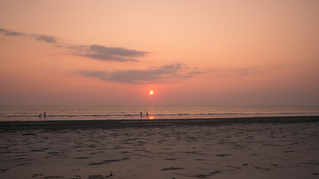 the beach with sunset lightの写真素材