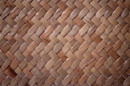 Traditional thai style brown handicraft weave texture background.の写真素材