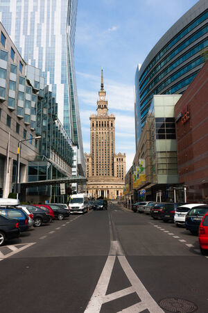 Streets of Warsaw City and  Palace of Culture and Scienceのeditorial素材