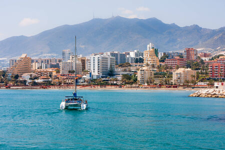 Benalmadena City view, sailing catamaranのeditorial素材