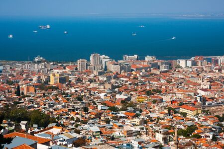Izmir, Konak Pier direction of Izmir. Birds eye viewのeditorial素材