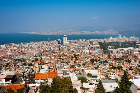 Izmir birds eye panorama of high density housingのeditorial素材