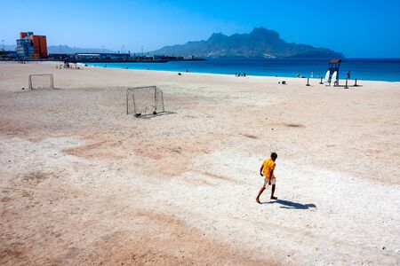 Beautiful beach of Praia da Laginha, Mindeloのeditorial素材